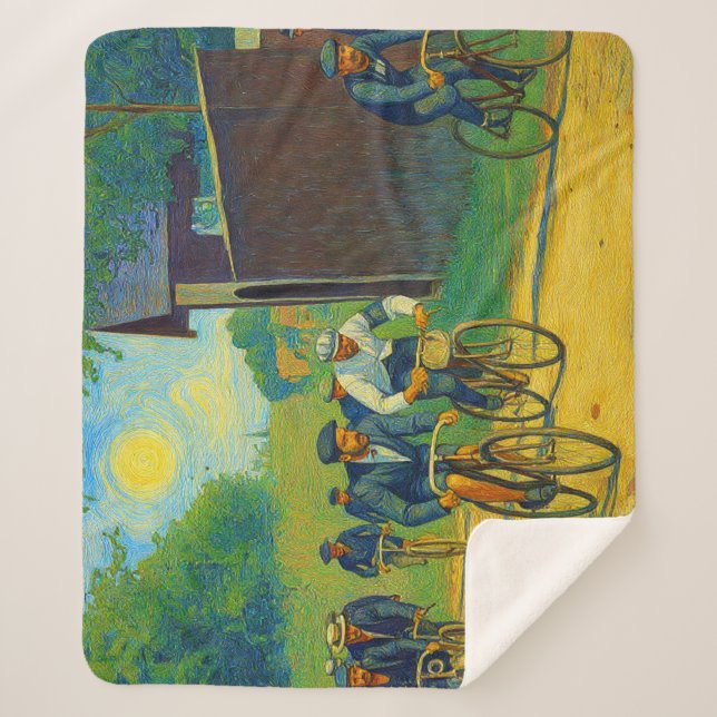 Tour de France First Race 1903 van Gogh Redux Sherpa Blanket (Front)
