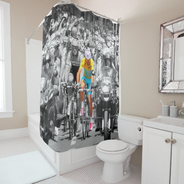 Tour de France Yellow Jersey Peloton Cycling Race  Shower Curtain (In Situ)