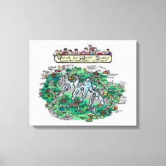 Tour du Mont Blanc cartoon map - canvas 20" x 16" Print