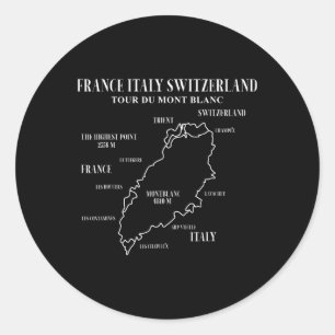 Tour Du Mont Blanc Map France Italy Switzerland Hi Classic Round Sticker