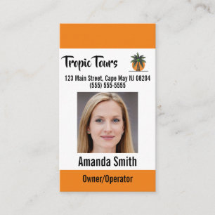 Tour Guide Photo ID Orange Business Card