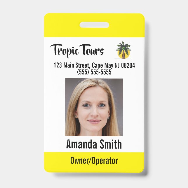 Tour Guide Photo ID Yellow Badge (Front)