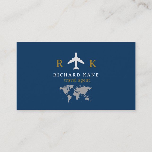Tour Tourism Travel Agent blue Business Card (Front)