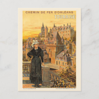 Touraine Loches France Vintage Poster 1906 Postcard