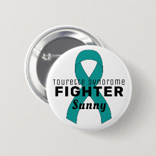 Tourette Syndrome Ribbon White Button