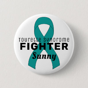 Tourette Syndrome Ribbon White Button