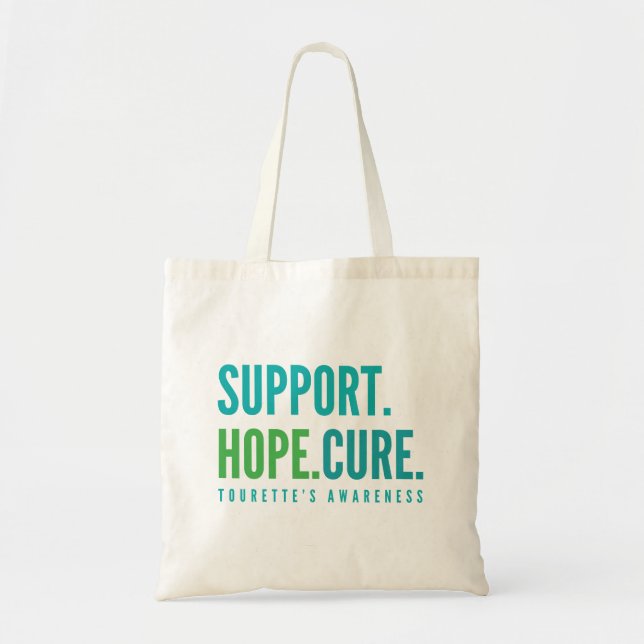 tourette's support hope cure Totes Bags teal  (Front)