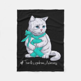 Tourette's Syndrome Awareness Month Teal Ribbon Ca Fleece Blanket