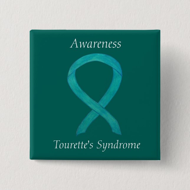 Tourette's Syndrome Awareness Ribbon Custom Pin (Front)