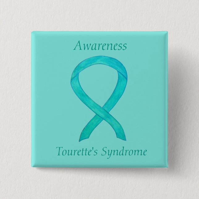 Tourette's Syndrome Awareness Ribbon Custom Pin (Front)