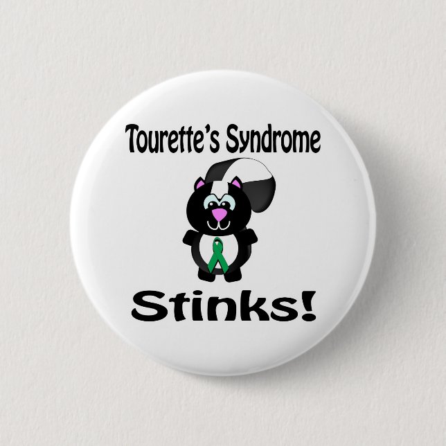 Tourettes Syndrome Stinks Skunk Awareness Design 6 Cm Round Badge (Front)