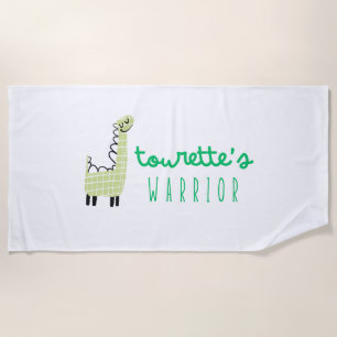 tourette's warrior awareness cute Beach Towel