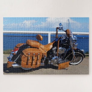 TOURING MOTORCYCLE BROWN SADDLE AND BAGS JIGSAW PUZZLE