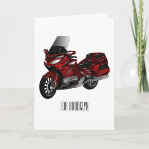 Touring motorcycle cartoon illustration card
