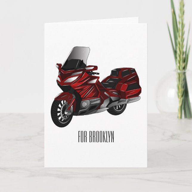 Touring motorcycle cartoon illustration card (Front)