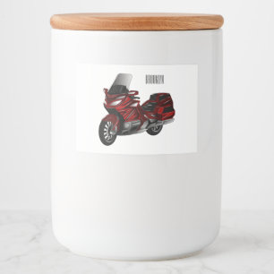 Touring motorcycle cartoon illustration food label