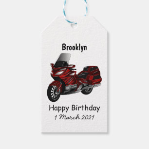 Touring motorcycle cartoon illustration gift tags
