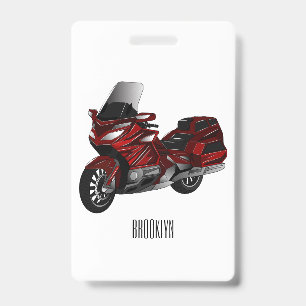 Touring motorcycle cartoon illustration ID badge