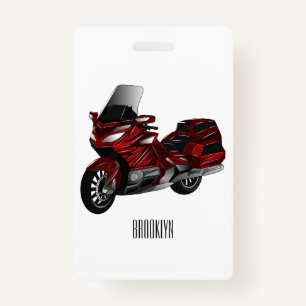 Touring motorcycle cartoon illustration ID badge