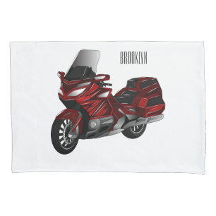 Touring motorcycle cartoon illustration pillowcase