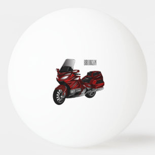 Touring motorcycle cartoon illustration ping pong ball