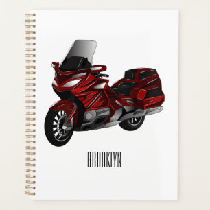 Touring motorcycle cartoon illustration planner