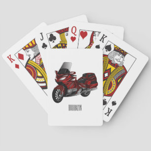 Touring motorcycle cartoon illustration playing cards