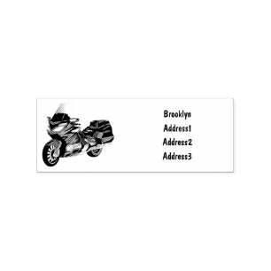 Touring motorcycle cartoon illustration  rubber stamp