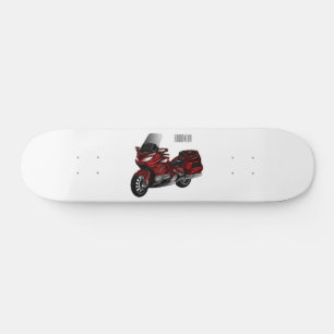 Touring motorcycle cartoon illustration skateboard
