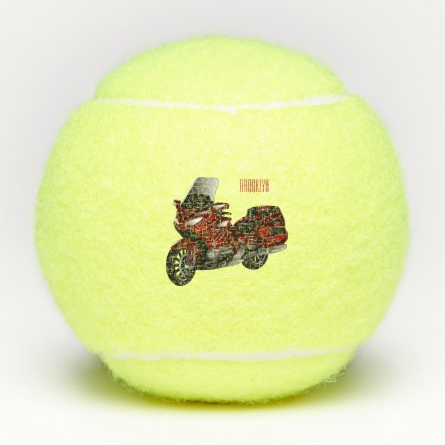 Touring motorcycle cartoon illustration tennis balls (Front)