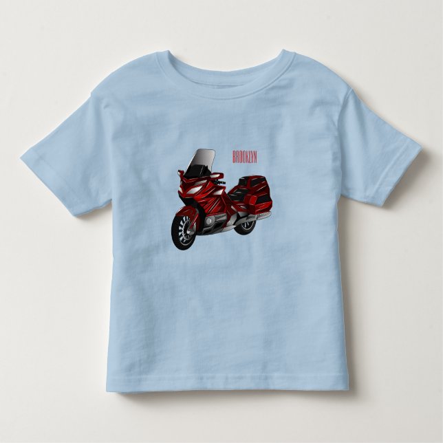 Touring motorcycle cartoon illustration toddler T-Shirt (Front)