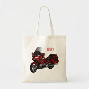 Touring motorcycle cartoon illustration tote bag