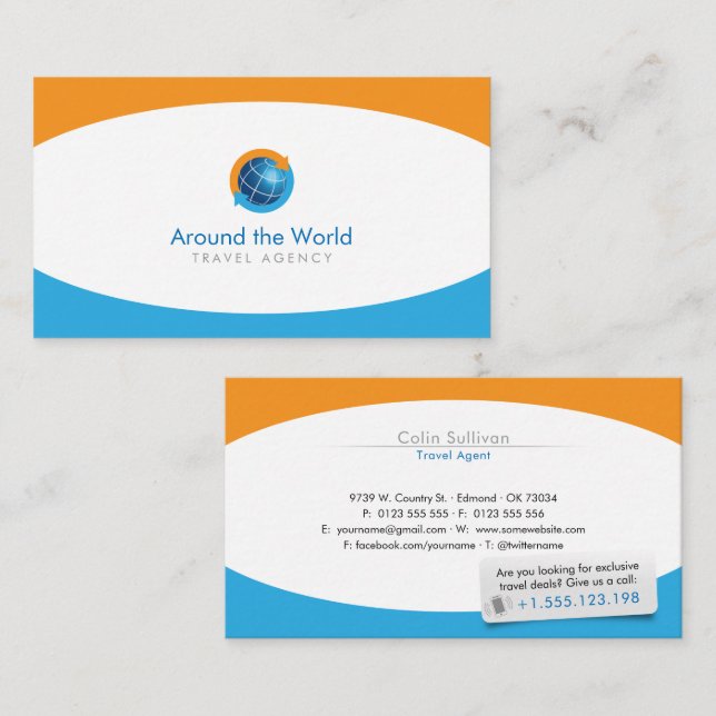 Tourism | Travel Agent Business Card (Front/Back)