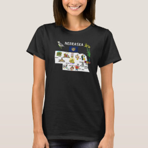 Tourist Attractions Map Of Nebraska State Cities F T-Shirt