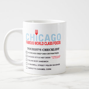 Tourist Checklist of Famous Chicago Foods Large Coffee Mug