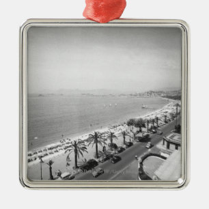 Tourist complex view at seashore B&W Metal Tree Decoration