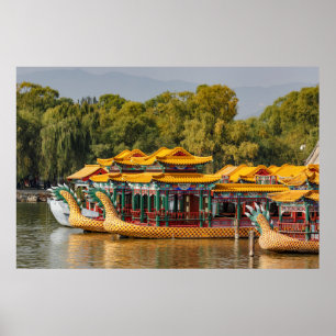 Tourist Dragon Boats Kunming Lake Poster