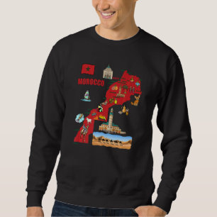 Tourist Map Of Morocco Major Cities Flag Symbols Sweatshirt