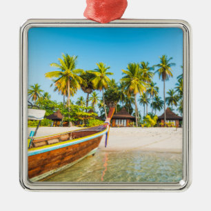 Tourist Resort's Bungalows on the Beach   Thailand Metal Ornament