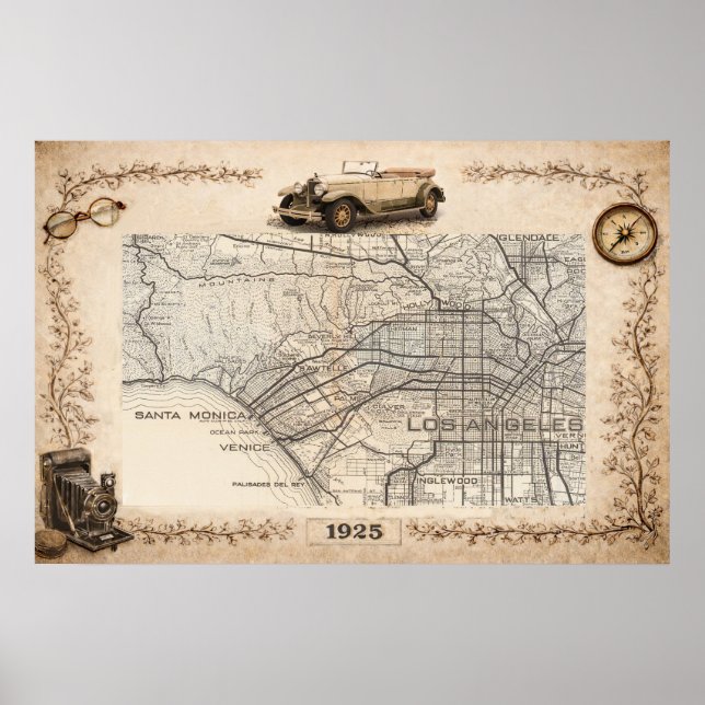Tourist Road Map of the Westside of Los Angeles  Poster (Front)