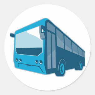 tourist shuttle bus coach retro classic round sticker
