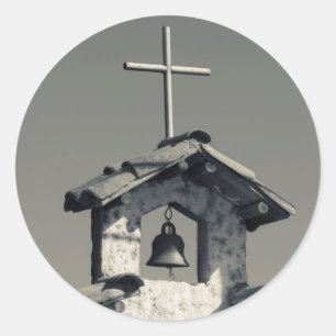 Tourist town, village chapel classic round sticker