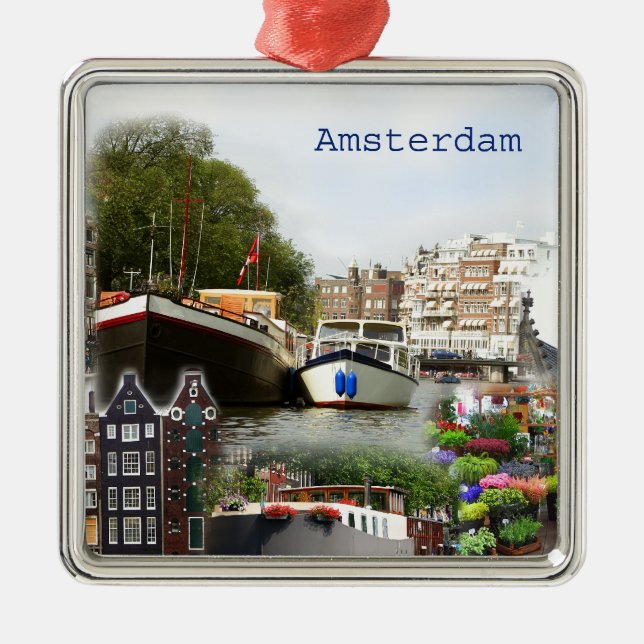 Touristic sites of Amsterdam Metal Tree Decoration (Front)