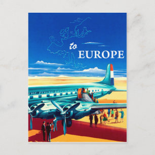 Tourists are ready to fly to Europe,vintage travel Postcard