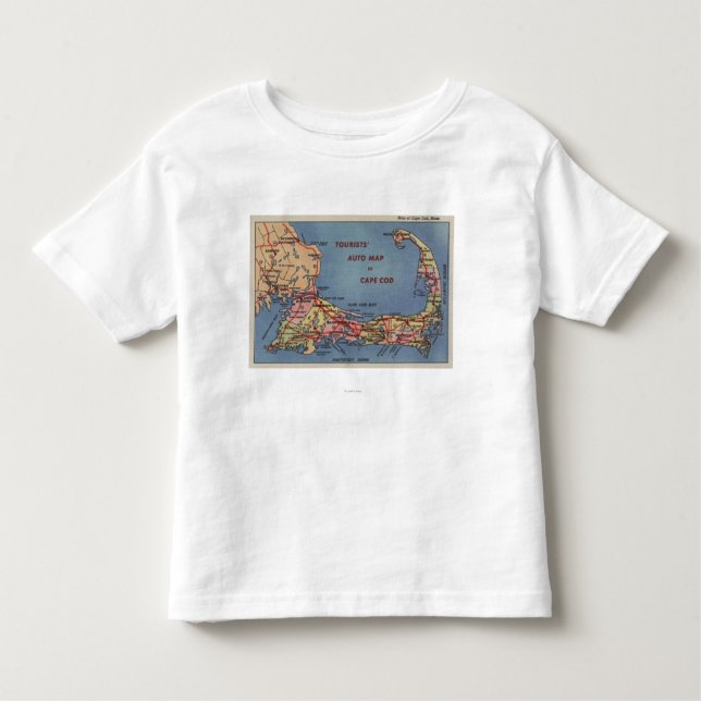 Tourists' Auto Map of Cape Cod Toddler T-Shirt (Front)