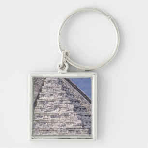 Tourists climbing stairs of El Castillo, stone Key Ring