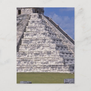 Tourists climbing stairs of El Castillo, stone Postcard