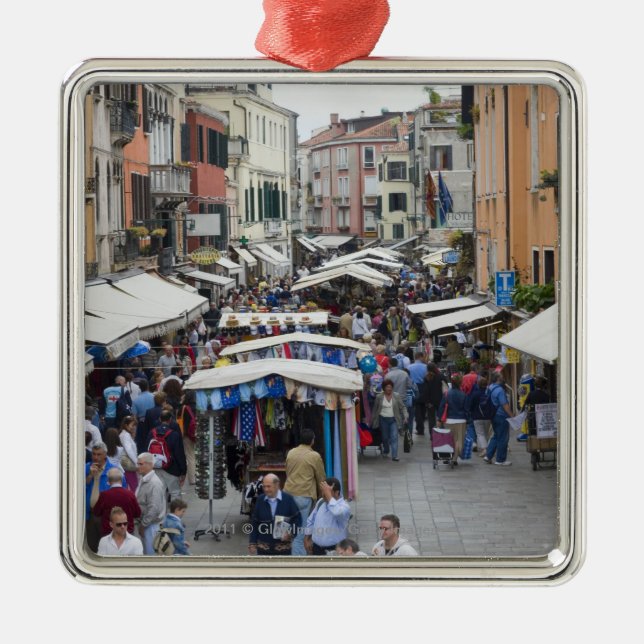 Tourists in a street market, Venice, Italy Metal Ornament (Front)