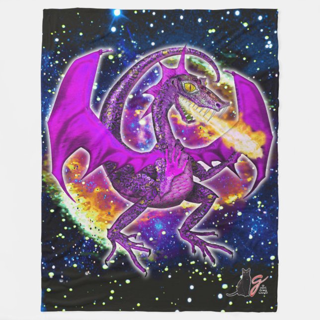 Tourmaline Cosmic Dragon Fleece Blanket (Front)