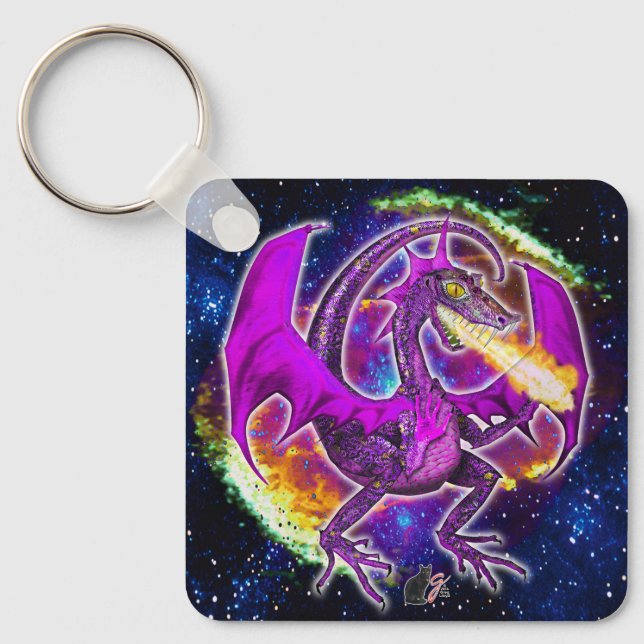 Tourmaline Cosmic Dragon  Key Ring (Front)
